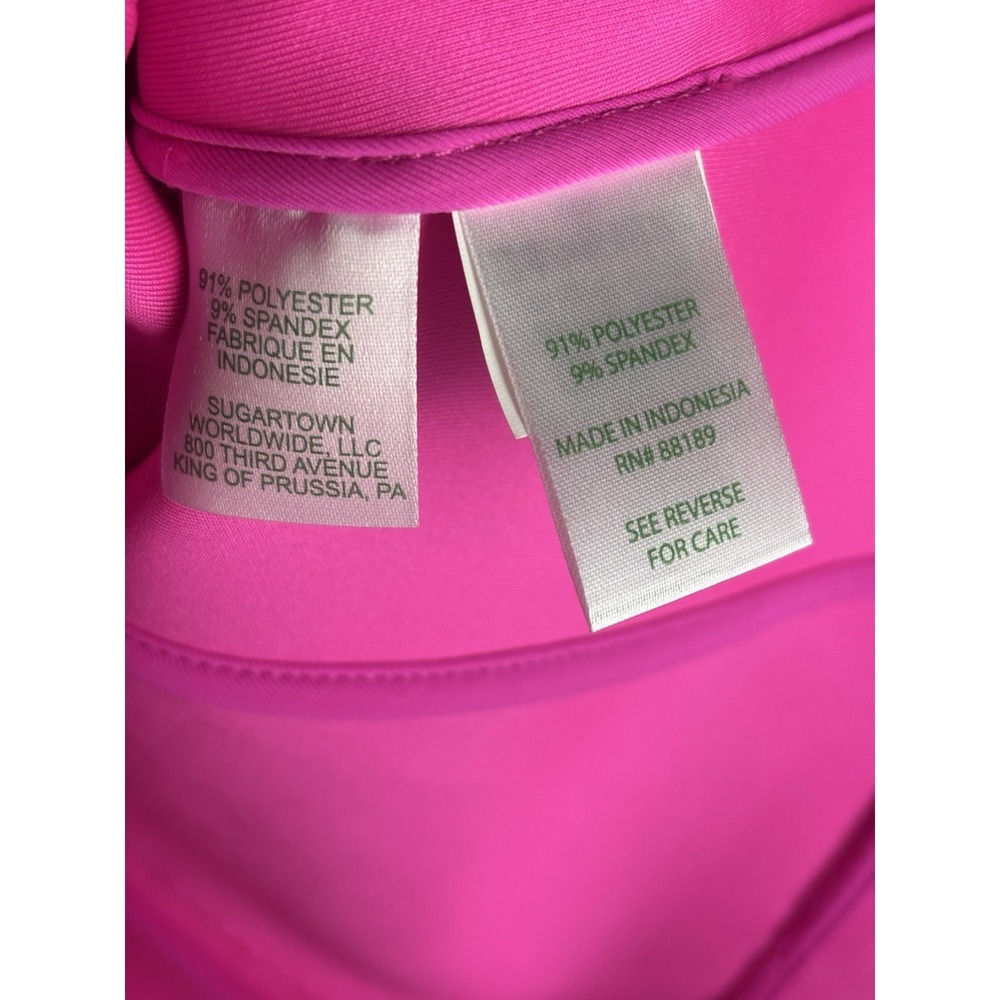 Lilly Pulitzer Pink Scuba Knit Blazer Women's Small Stretch Jacket Gold Buttons - Picture 7 of 10
